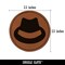 Fedora Hat Round Iron-On Engraved Faux Leather Patch Applique - 2.5"
